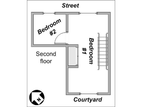 Paris T3 - Duplex appartement location vacances - plan sch&eacute;matique 2 (PA-3945)