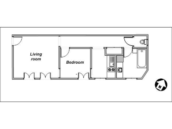 Parigi 1 Camera da letto appartamento casa vacanze - piantina approssimativa dell' appartamento  (PA-3952)