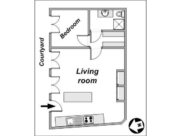 Paris 2 Zimmer wohnungsvermietung - layout  (PA-3970)