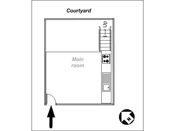 Parigi Monolocale - Duplex appartamento - piantina approssimativa dell' appartamento 1 (PA-3975)