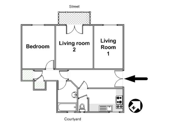 Paris 1 Bedroom apartment - layout  (PA-3981)