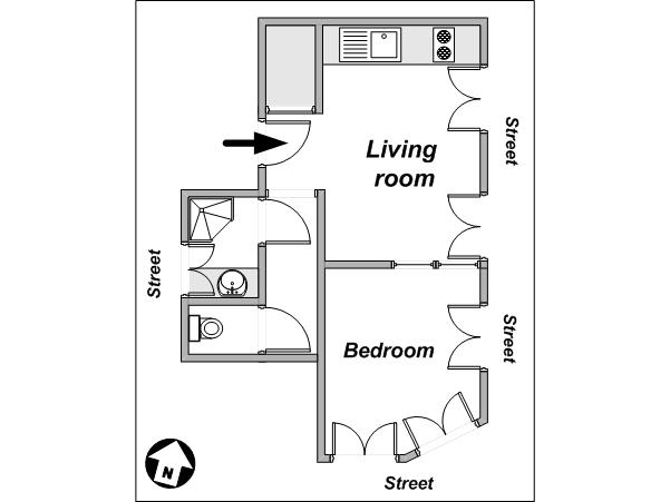 Parigi 1 Camera da letto appartamento casa vacanze - piantina approssimativa dell' appartamento (PA-3992) Parigi 1 Camera da letto appartamento casa vacanze - piantina approssimativa dell' appartamento (PA-3992)