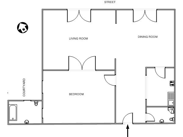 Paris T2 appartement location vacances - plan sch&eacute;matique  (PA-3994)