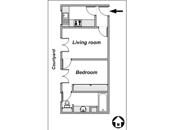Par&iacute;s 1 Dormitorio alojamiento - esquema  (PA-4002)