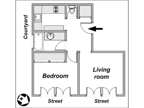 Paris T2 appartement location vacances - plan schématique (PA-4005) Paris T2 appartement location vacances - plan schématique (PA-4005)