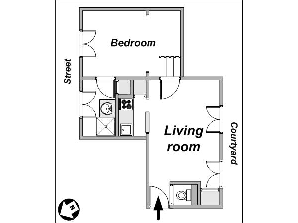Paris 1 Bedroom apartment - layout  (PA-4006)