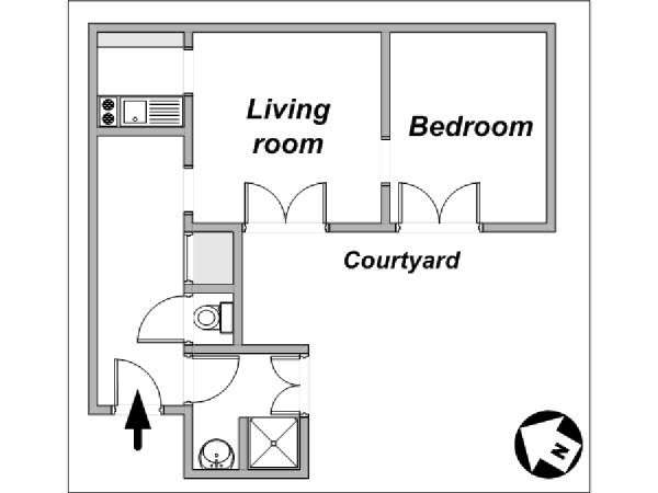 Paris 1 Bedroom accommodation - layout  (PA-4007)