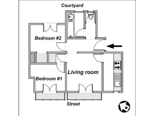 Paris T3 logement location appartement - plan sch&eacute;matique  (PA-4009)