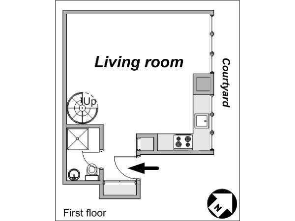 Par&iacute;s 1 Dormitorio - Loft - D&uacute;plex apartamento - esquema 1 (PA-4015)