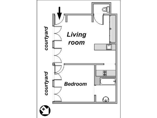Paris 2 Zimmer wohnungsvermietung - layout  (PA-4031)