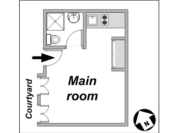 Paris Studio T1 logement location appartement - plan sch&eacute;matique  (PA-4035)