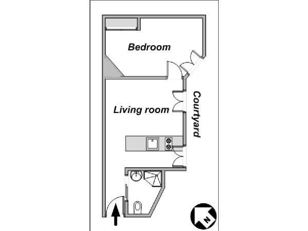 Paris 1 Bedroom apartment - apartment layout  (PA-4036)
