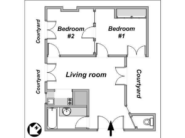 Paris 3 Zimmer wohnungsvermietung - layout  (PA-4057)