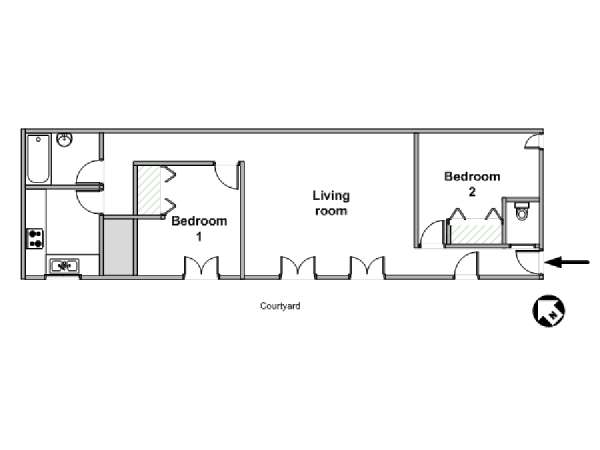 Paris 2 Bedroom apartment - apartment layout  (PA-4075)
