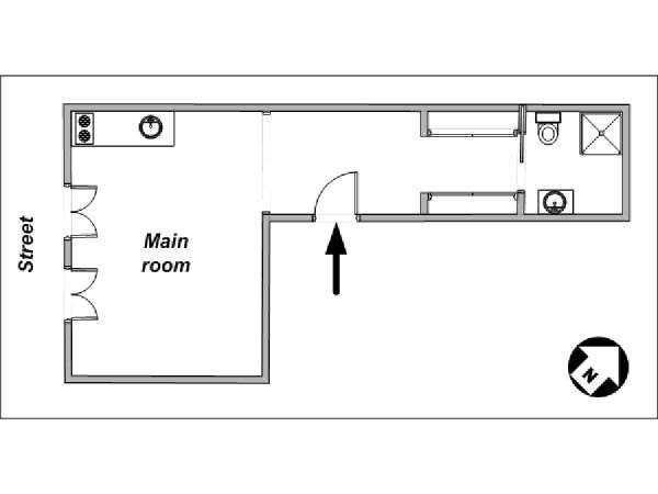 Paris Studio T1 appartement location vacances - plan schématique (PA-4095) Paris Studio T1 appartement location vacances - plan schématique (PA-4095)