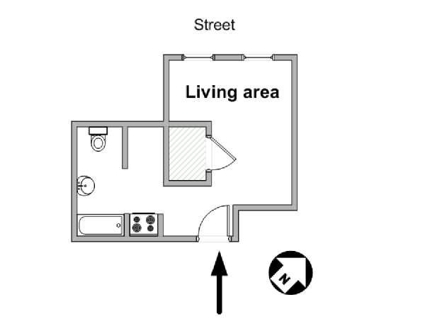 Paris Studio T1 logement location appartement - plan schématique  (PA-4103)