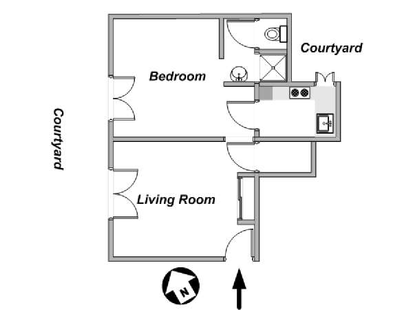 Paris 1 Bedroom apartment - apartment layout  (PA-4124)