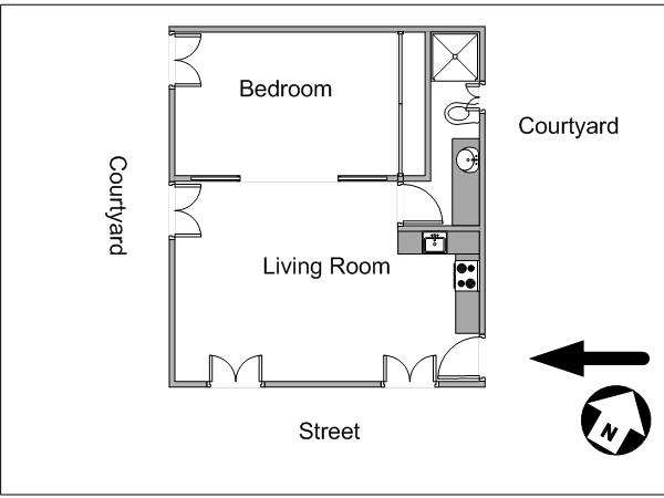 Paris 1 Bedroom apartment - apartment layout  (PA-4128)