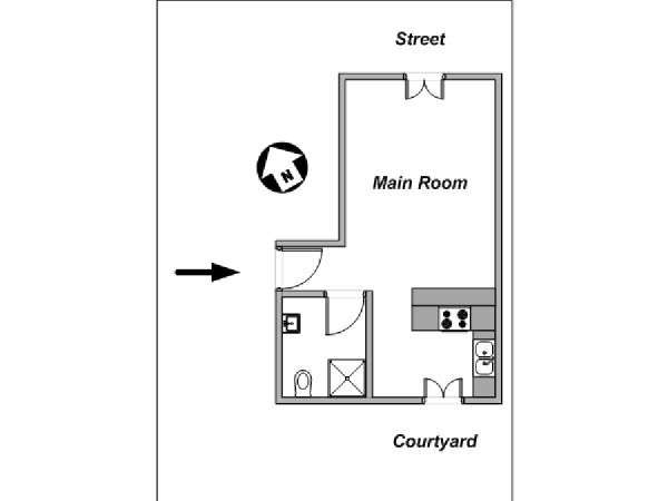 Paris Studio T1 logement location appartement - plan schématique  (PA-4131)