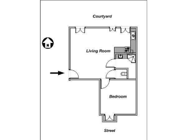 Paris 1 Bedroom accommodation - apartment layout (PA-4147) Paris 1 Bedroom accommodation - apartment layout (PA-4147)