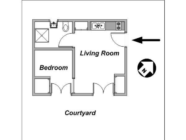Parigi 1 Camera da letto appartamento - piantina approssimativa dell' appartamento  (PA-4162)