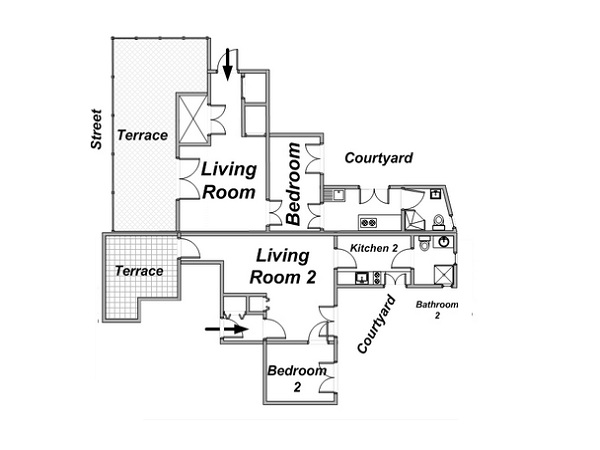 Paris 2 Bedroom apartment - apartment layout  (PA-4166)