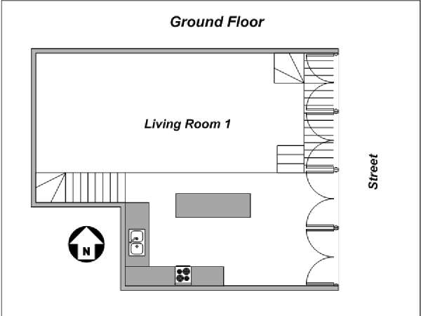 Paris T4 - Triplex logement location appartement - plan schématique 2 (PA-4175)