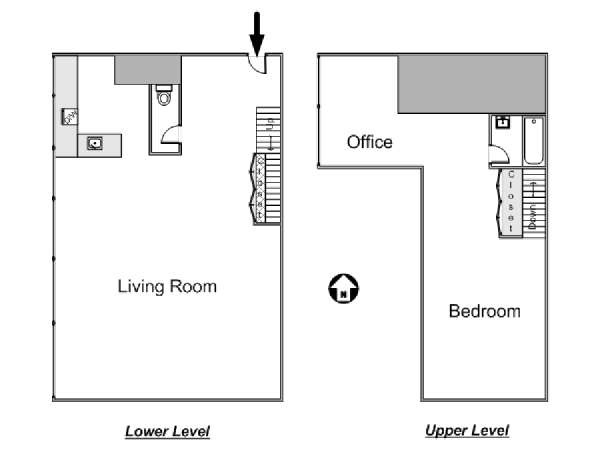Paris 1 Bedroom - Loft - Duplex apartment - apartment layout  (PA-4176)