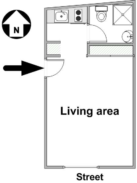 Parigi Monolocale appartamento - piantina approssimativa dell' appartamento  (PA-4185)