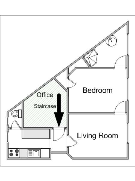 Paris 1 Bedroom apartment - apartment layout  (PA-4192)
