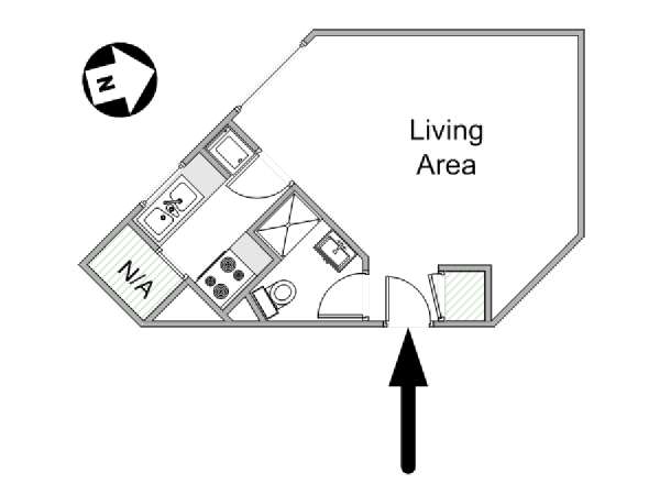 Parigi Monolocale appartamento - piantina approssimativa dell' appartamento  (PA-4211)