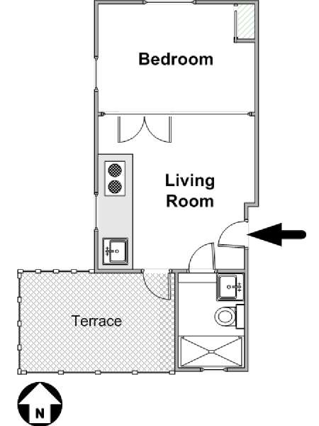 Parigi 1 Camera da letto appartamento - piantina approssimativa dell' appartamento  (PA-4233)