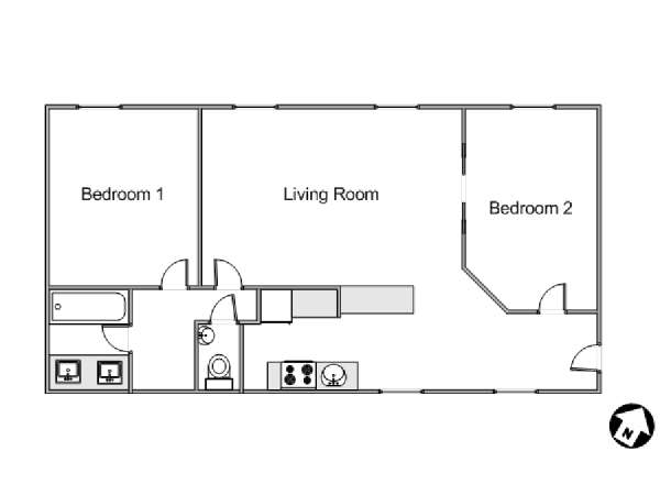 Paris 2 Bedroom apartment - apartment layout  (PA-4238)