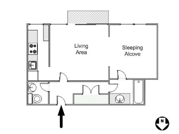 Parigi 1 Camera da letto appartamento - piantina approssimativa dell' appartamento  (PA-4239)