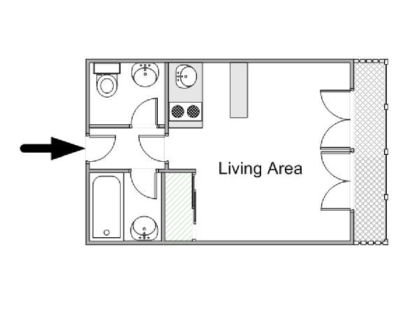 Paris Studio T1 logement location appartement - plan schématique  (PA-4243)