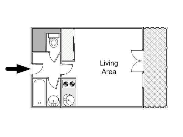 Paris Studio T1 logement location appartement - plan schématique  (PA-4246)