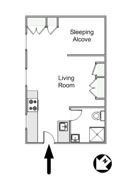 Paris Alcove Studio apartment - apartment layout  (PA-4251)