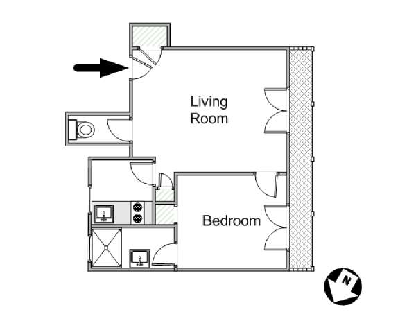 Parigi 1 Camera da letto appartamento casa vacanze - piantina approssimativa dell' appartamento  (PA-4255)