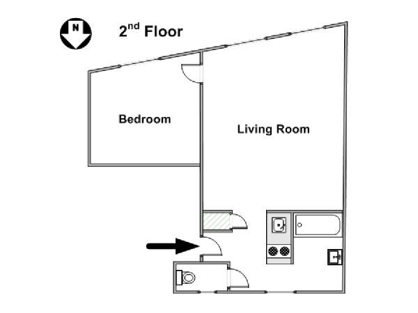 Parigi 1 Camera da letto appartamento - piantina approssimativa dell' appartamento  (PA-4259)