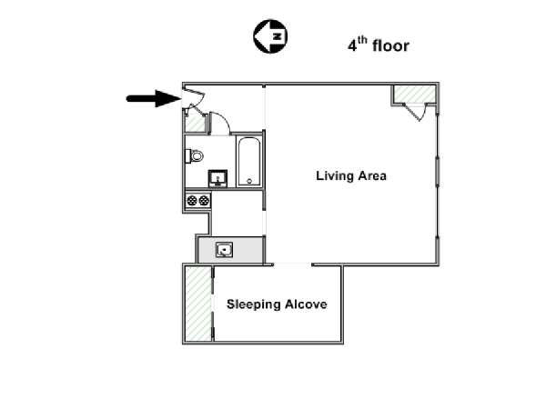 Paris Alcove Studio accommodation - apartment layout  (PA-4266)