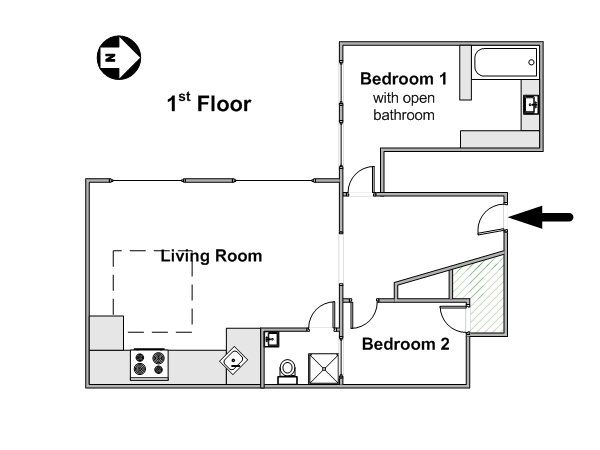 Paris T3 - Loft appartement location vacances - plan sch&eacute;matique  (PA-4267)