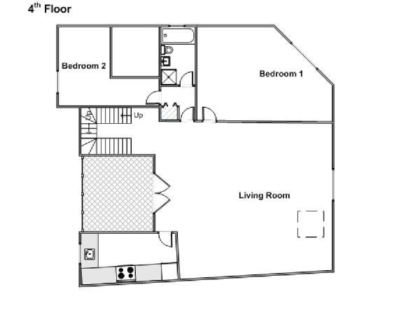 Paris T3 - Duplex appartement location vacances - plan sch&eacute;matique  (PA-4270)