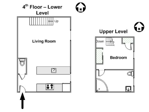 Paris T2 - Duplex - Penthouse logement location appartement - plan schématique (PA-4274) Paris T2 - Duplex - Penthouse logement location appartement - plan schématique (PA-4274)
