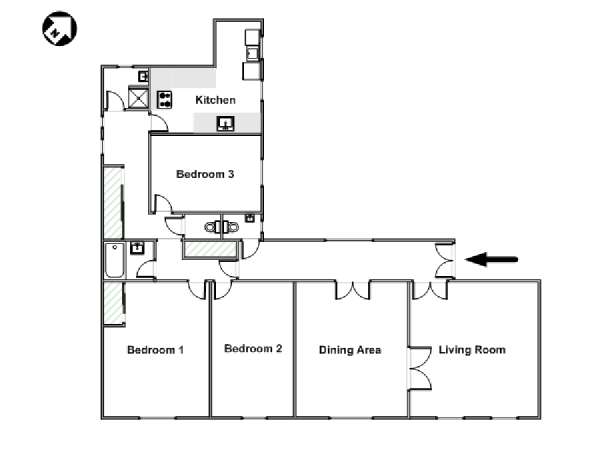 Paris 4 Zimmer ferienwohnung - layout  (PA-4283)
