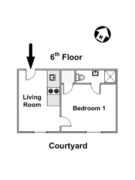 Paris 1 Bedroom apartment - apartment layout  (PA-4284)
