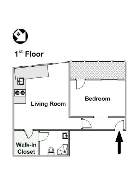 Parigi 1 Camera da letto appartamento - piantina approssimativa dell' appartamento  (PA-4285)