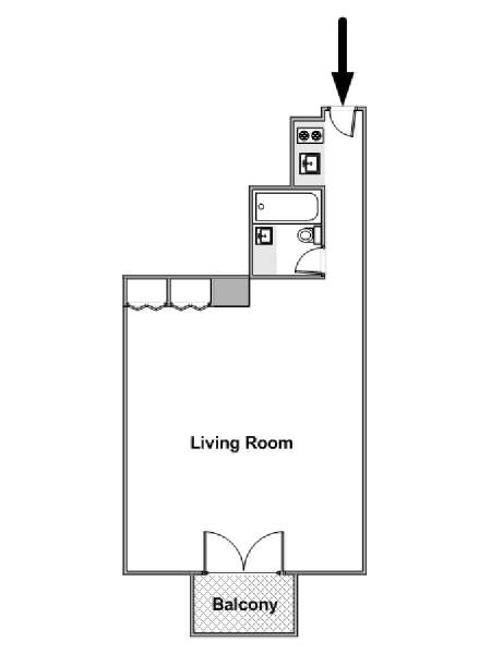 Paris Studio T1 logement location appartement - plan schématique  (PA-4291)