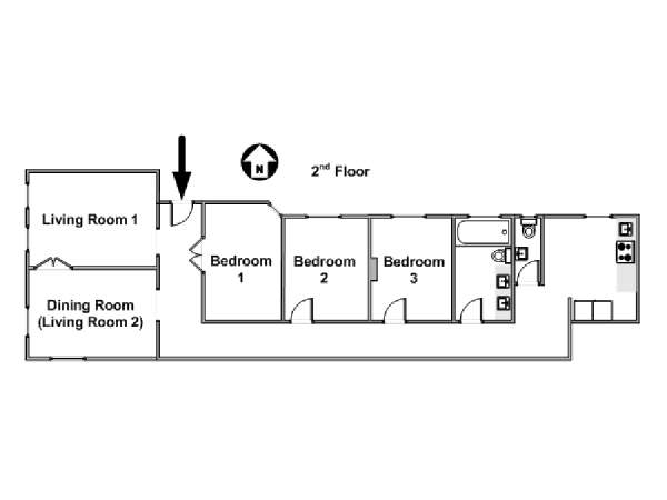 Paris 3 Zimmer wohnungsvermietung - layout  (PA-4294)