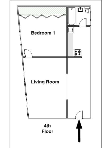 Paris 1 Bedroom apartment - apartment layout  (PA-4301)