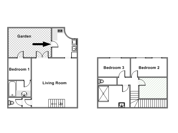 Paris T4 - Duplex logement location appartement - plan sch&eacute;matique  (PA-4302)